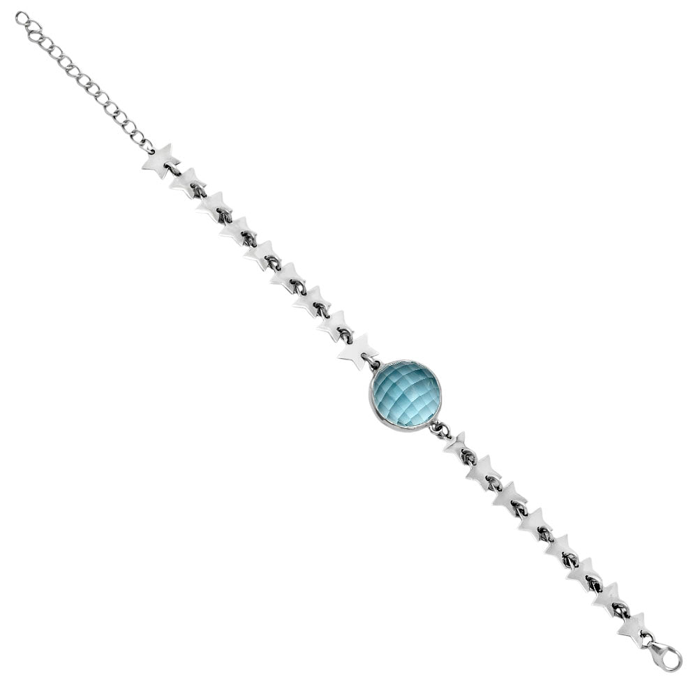 Premium Quality Star - Sky Blue Topaz Checker Bracelet B-1044 13-EB10063