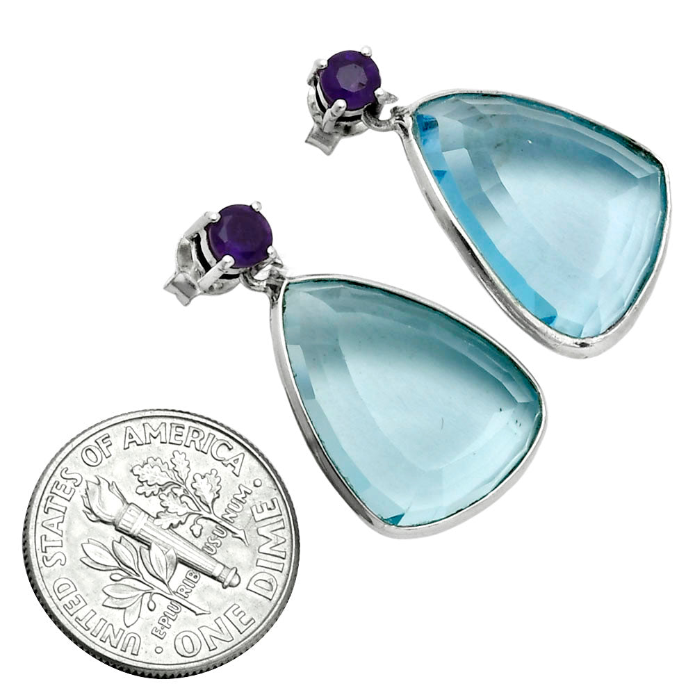 Premium Sky Blue Topaz & Amethyst Earrings E-1256 13-EE10144