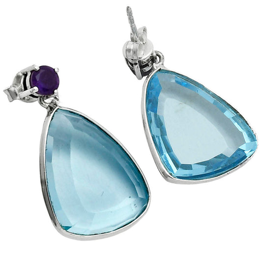 Premium Sky Blue Topaz & Amethyst Earrings E-1256 13-EE10144