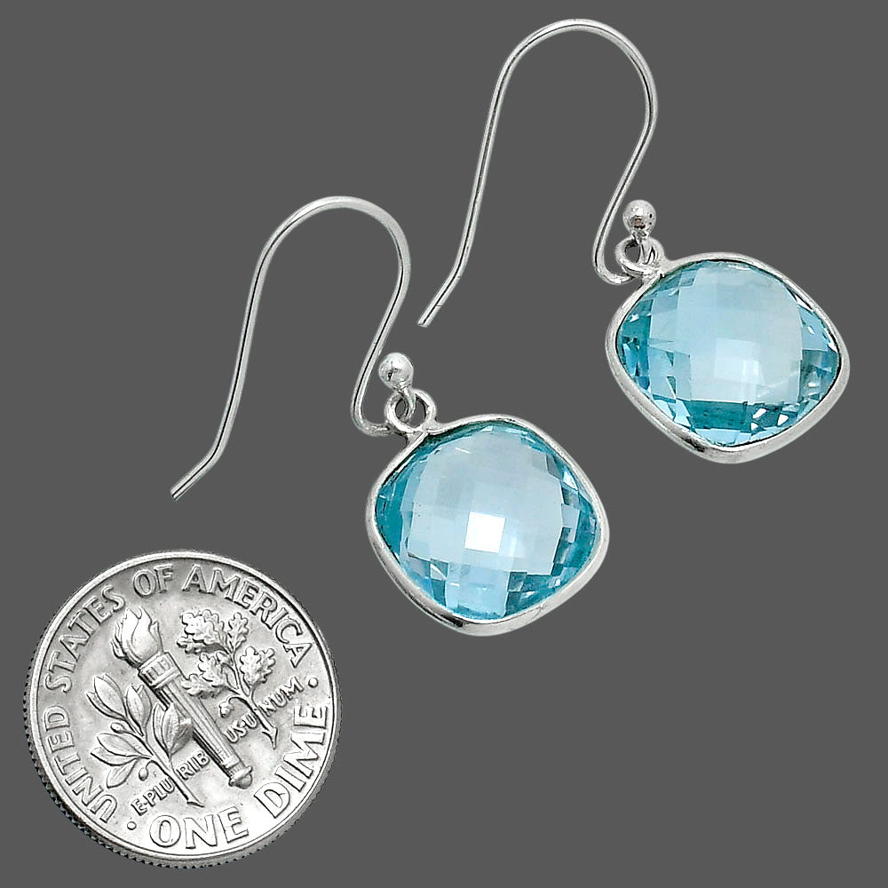 Premium Sky Blue Topaz Checker Briolette Earrings E-1001 13-EE10147