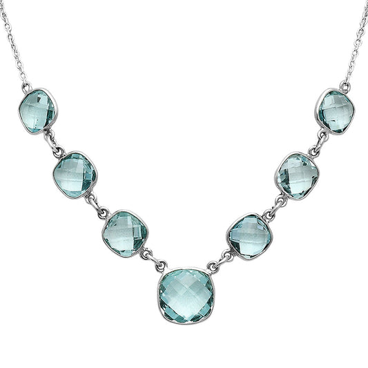 Premium Quality Sky Blue Topaz Checker Briolette Necklace N-1013 13-EN10037