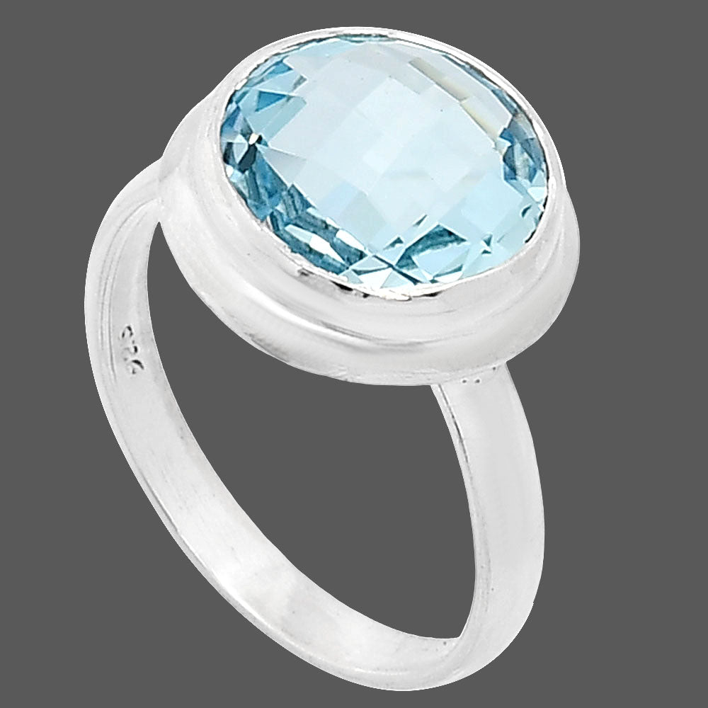 Premium Quality Sky Blue Topaz Checker Briolette Ring size-9 R-1007 13-ER10101