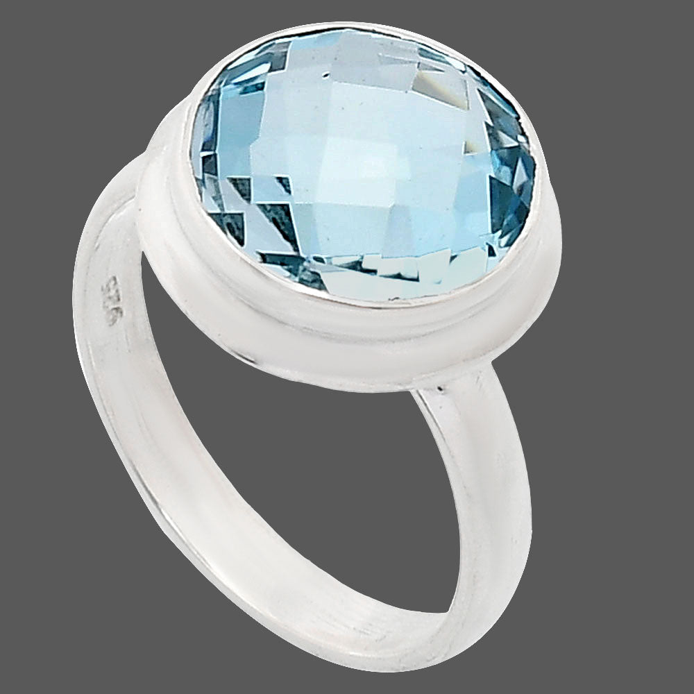 Premium Quality Sky Blue Topaz Checker Briolette Ring size-8 R-1007 13-ER10105