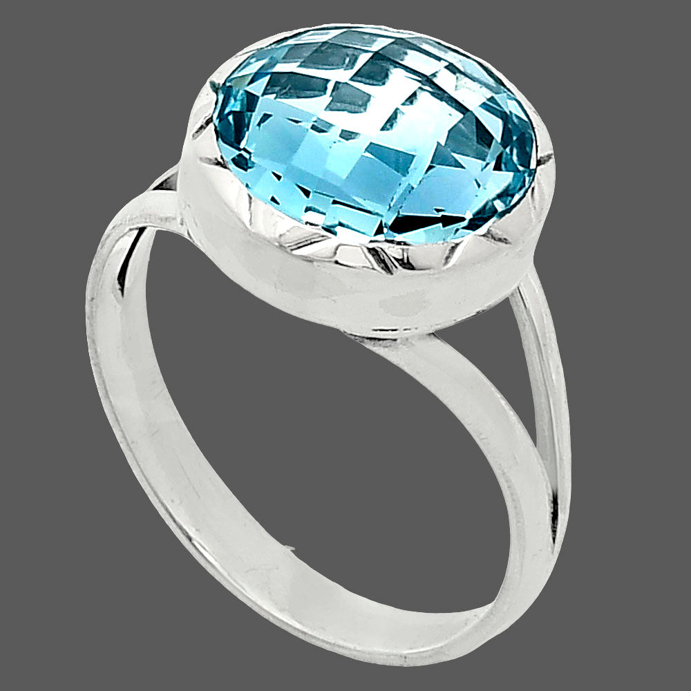 Premium Quality Sky Blue Topaz Checker Briolette Ring size-9.5 R-1074 13-ER10109