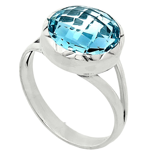 Premium Quality Sky Blue Topaz Checker Briolette Ring size-9.5 R-1074 13-ER10109