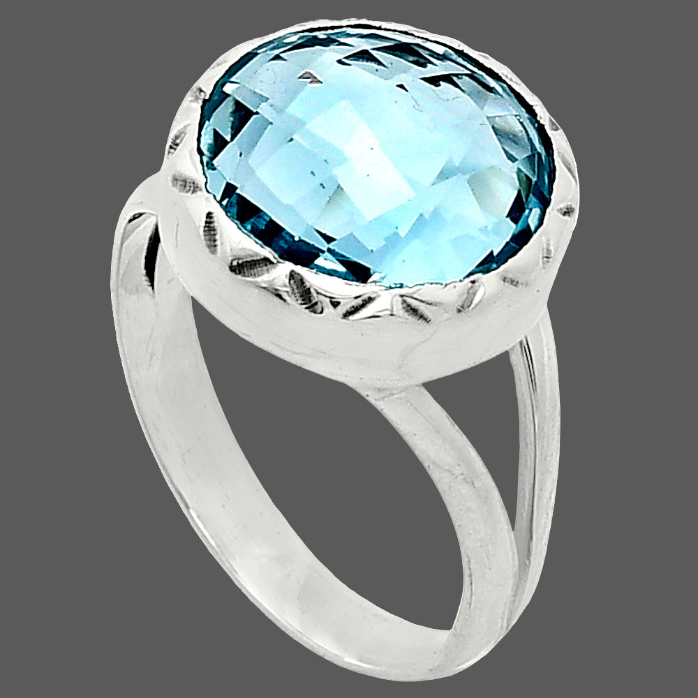 Premium Quality Sky Blue Topaz Checker Briolette Ring size-7.5 R-1074 13-ER10110