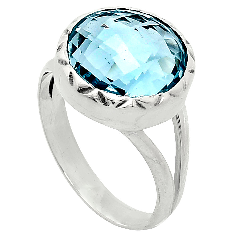 Premium Quality Sky Blue Topaz Checker Briolette Ring size-7.5 R-1074 13-ER10110
