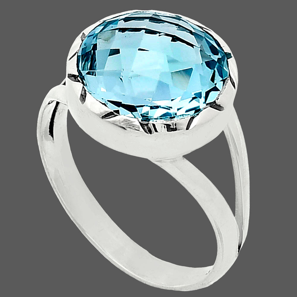 Premium Quality Sky Blue Topaz Checker Briolette Ring size-9 R-1074 13-ER10112