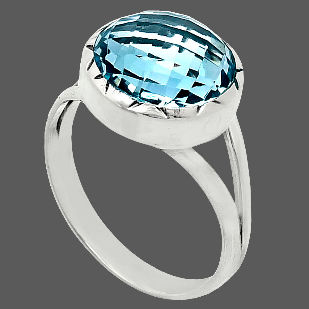 Premium Quality Sky Blue Topaz Checker Briolette Ring size-9.5 R-1074 13-ER10114