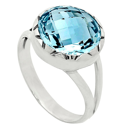 Premium Quality Sky Blue Topaz Checker Briolette Ring size-9 R-1074 13-ER10116