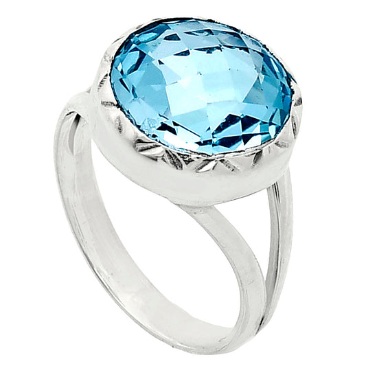 Premium Quality Sky Blue Topaz Checker Briolette Ring size-8 R-1074 13-ER10117
