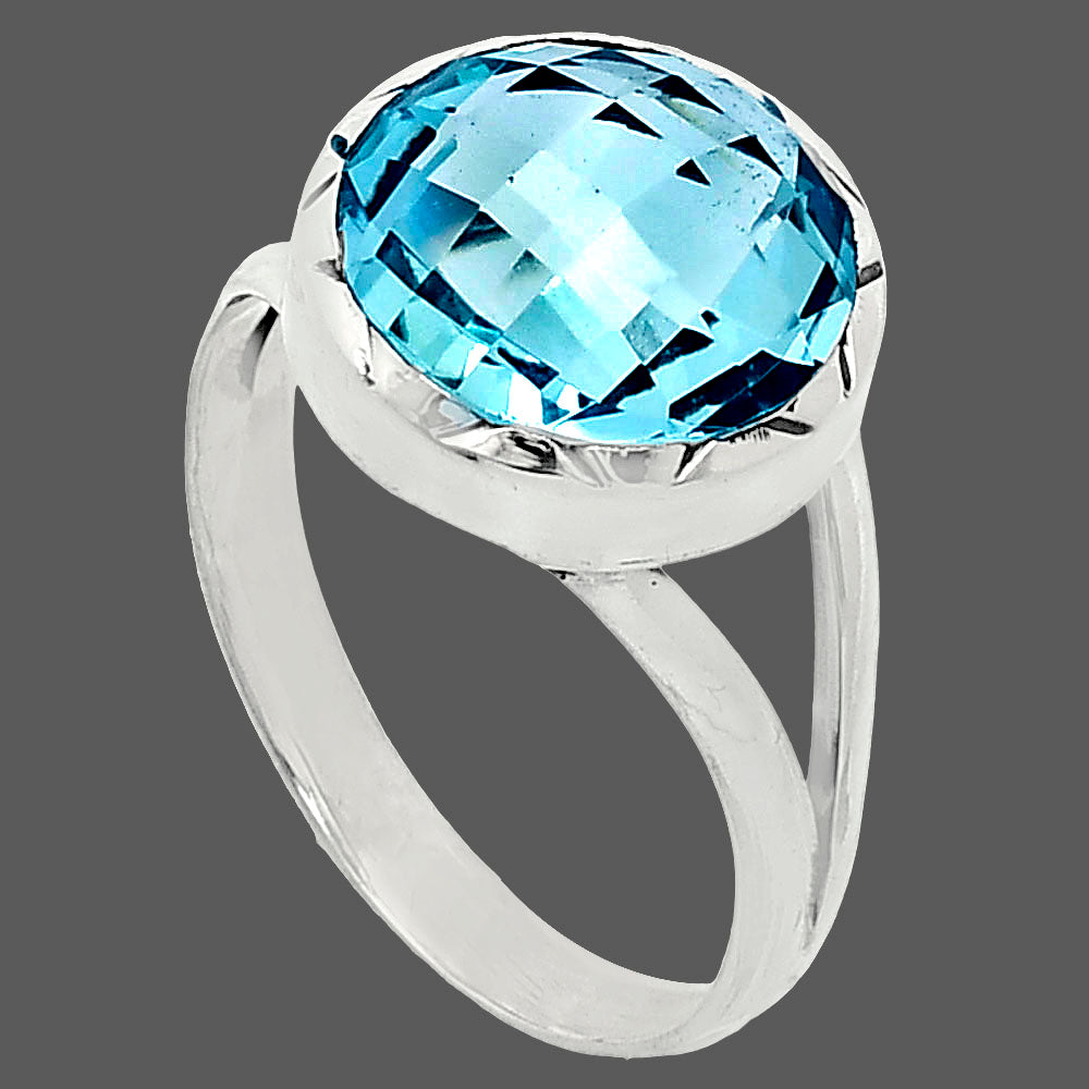 Premium Quality Sky Blue Topaz Checker Briolette Ring size-9.5 R-1074 13-ER10118