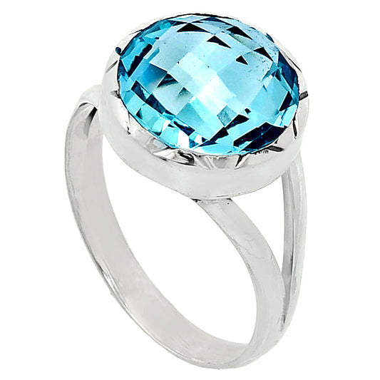 Premium Quality Sky Blue Topaz Checker Briolette Ring size-9.5 R-1074 13-ER10118