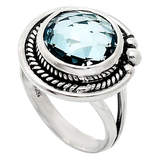 Premium Quality Sky Blue Topaz Checker Briolette Ring size-7 R-1148 13-ER10122