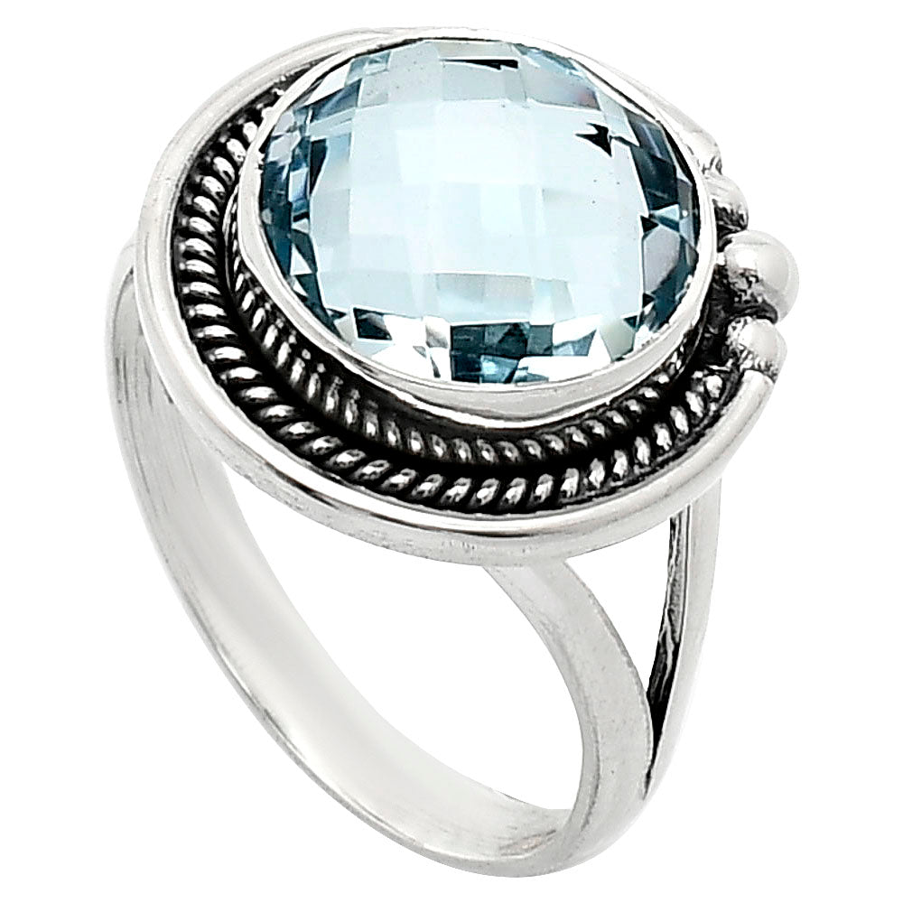 Premium Quality Sky Blue Topaz Checker Briolette Ring size-9.5 R-1148 13-ER10123