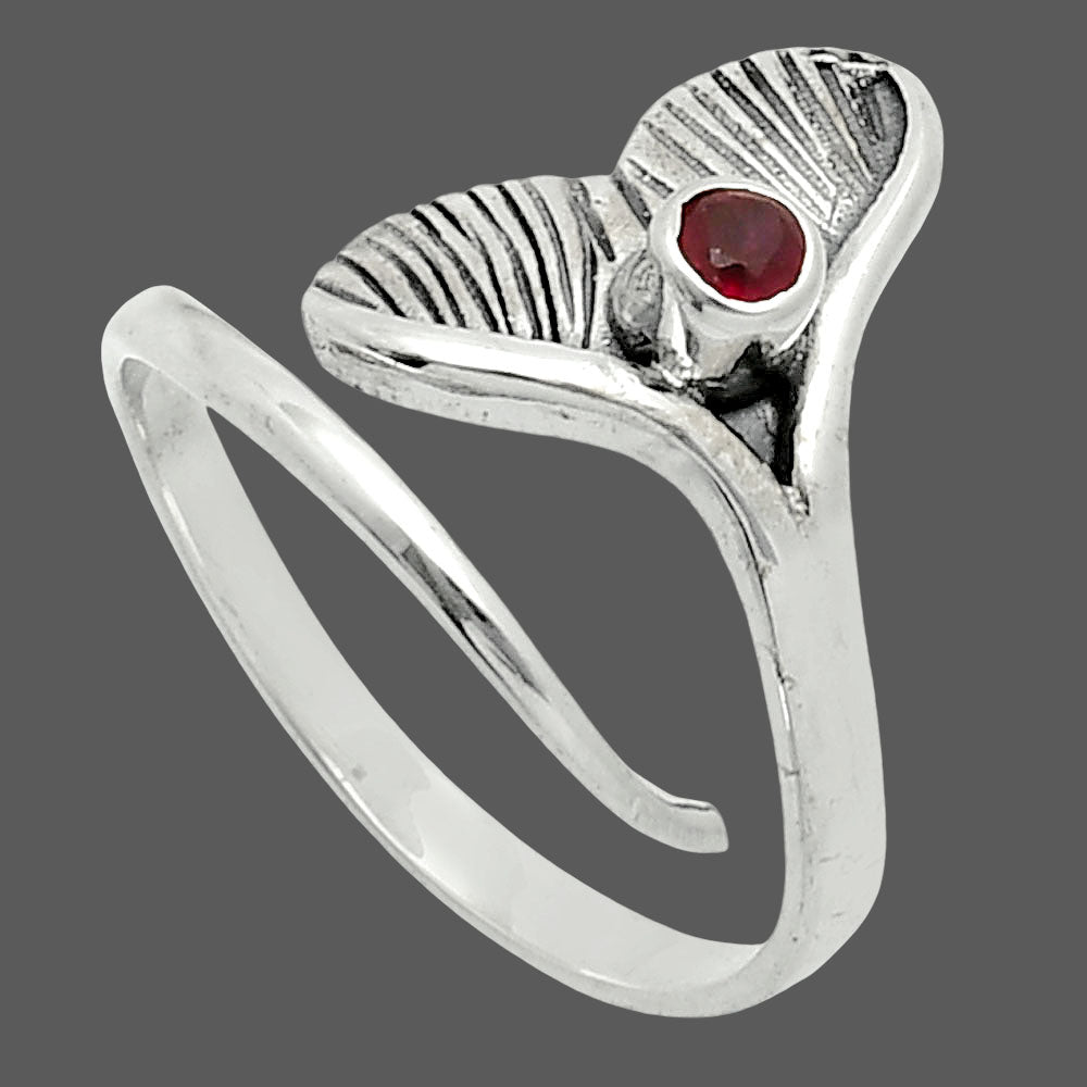 Premium Mermaid Tail Charm - Hessonite Garnet Ring size-7.5 R-1070 14-ER10150