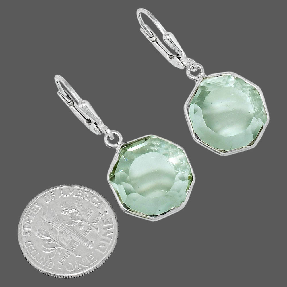 Fancy Cut Premium Prasiolite (Green Amethyst) Earrings E-1254 16-EE10176