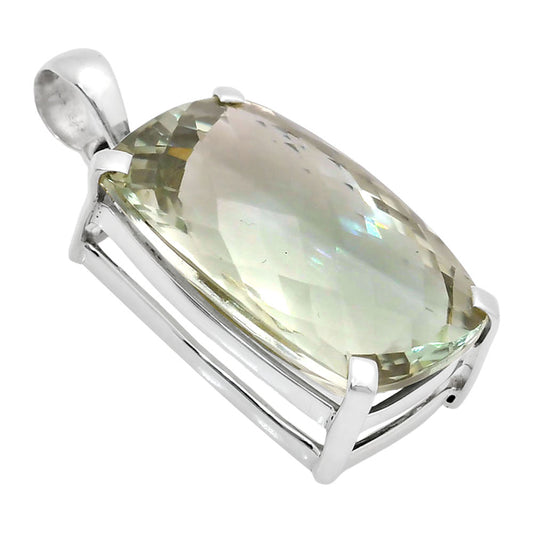 Premium Quality Prasiolite (Green Amethyst) Checker Pendant P-1013 16-EP10072