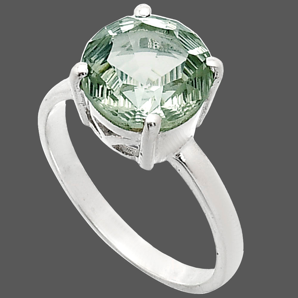 Fancy Cut Premium Prasiolite (Green Amethyst) Ring size-7.5 R-1019 16-ER10172