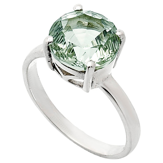 Fancy Cut Premium Prasiolite (Green Amethyst) Ring size-7.5 R-1019 16-ER10181