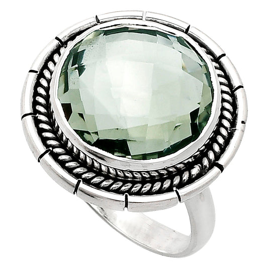 Premium Quality Prasiolite Briolette Ring size-10 R-1728 16-ER10188