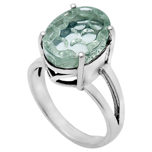 Fancy Cut Premium Prasiolite (Green Amethyst) Ring size-8 R-1019 16-ER10189