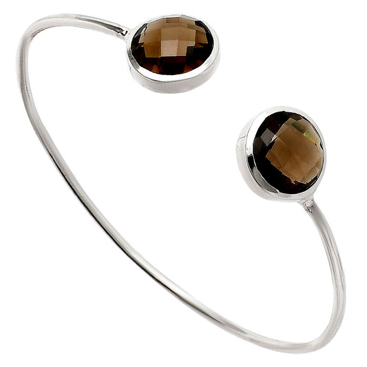 Premium Quality Smoky Quartz Briolette Cuff Bangle Bracelet B-1004 17-EB10069
