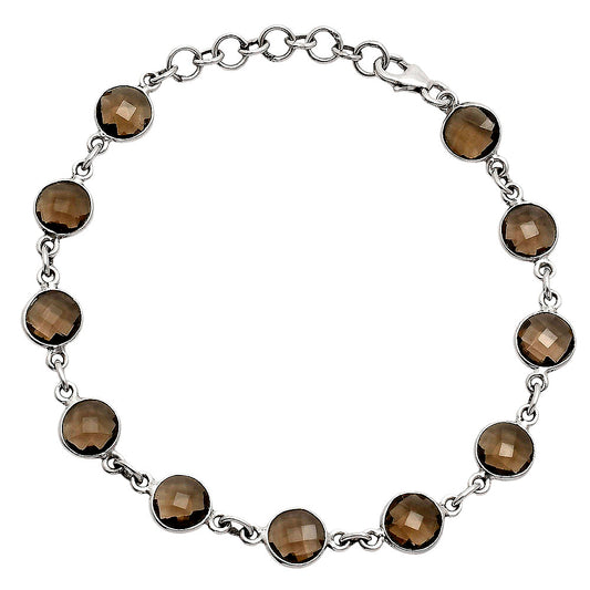 Premium Quality Smoky Quartz Checker Briolette Bracelet B-1001 17-EB10072