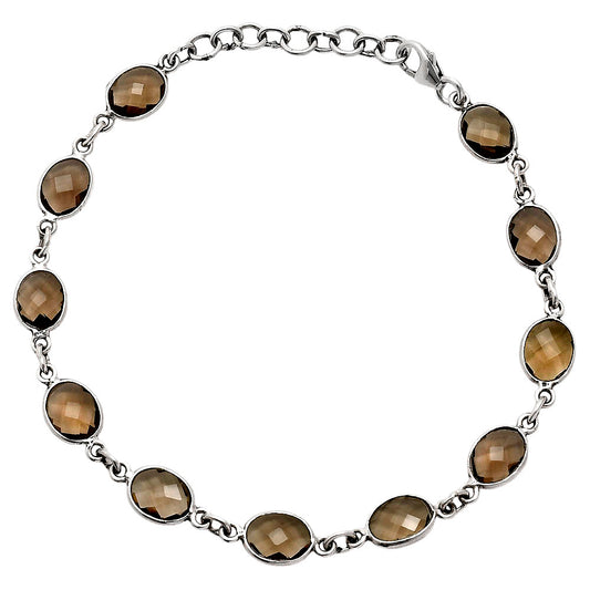 Premium Quality Smoky Quartz Checker Briolette Bracelet B-1001 17-EB10074
