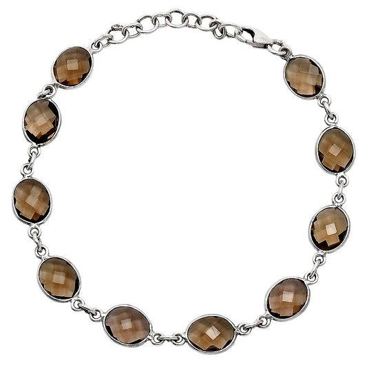 Premium Quality Smoky Quartz Checker Briolette Bracelet B-1001 17-EB10077
