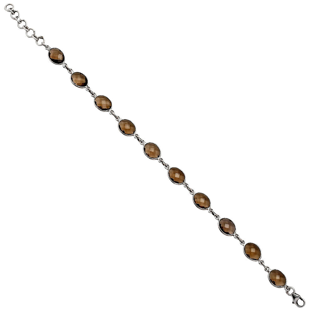 Premium Quality Smoky Quartz Checker Briolette Bracelet B-1001 17-EB10077