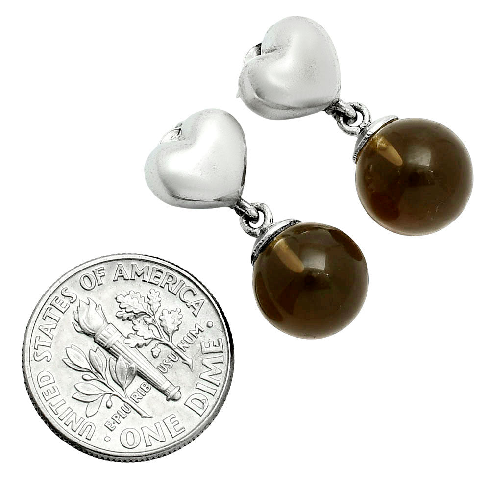 Premium Quality Heart - Smoky Quartz Ball - Brazil Earrings E-1258 17-EE10191