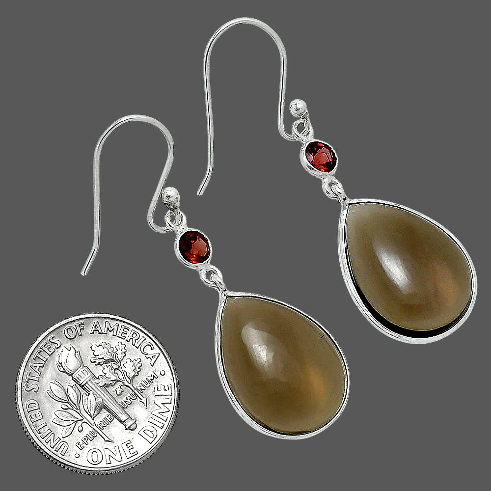 Premium Smoky Quartz Cab & Peridot Earrings E-1006 17-EE10203