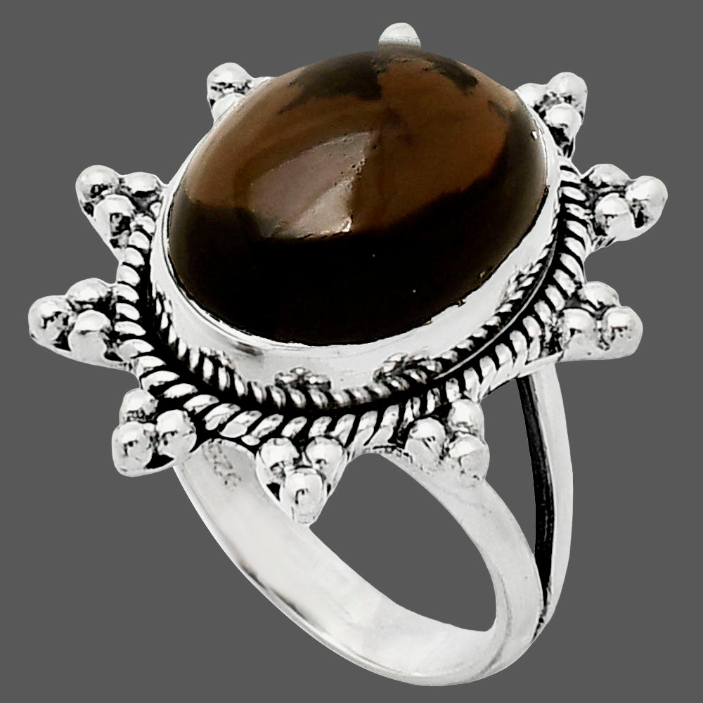 Premium Quality Smoky Quartz Cab - Brazil Ring size-7 R-1234 17-ER10214
