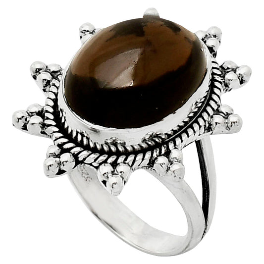 Premium Quality Smoky Quartz Cab - Brazil Ring size-7 R-1234 17-ER10214