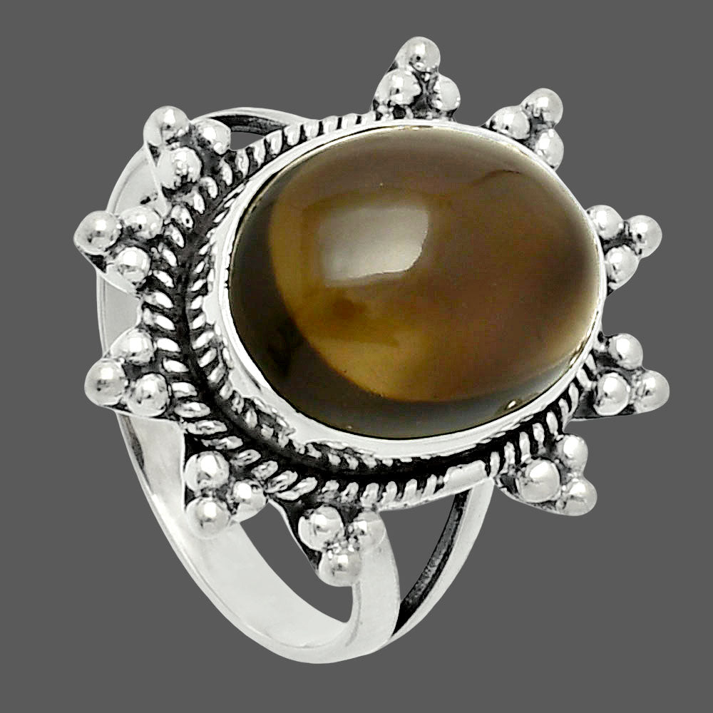 Premium Smoky Quartz Cab - Brazil Ring size-9.5 R-1234 17-ER10224