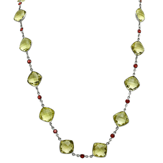 Premium Quality Lemon Quartz Briolette & Garnet Necklace N-1024 19-EN10059