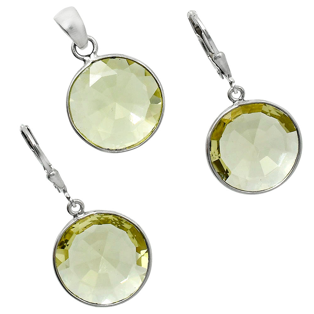 Premium Quality Lemon Quartz Pendant Earrings Set T-1015 19-ET10020