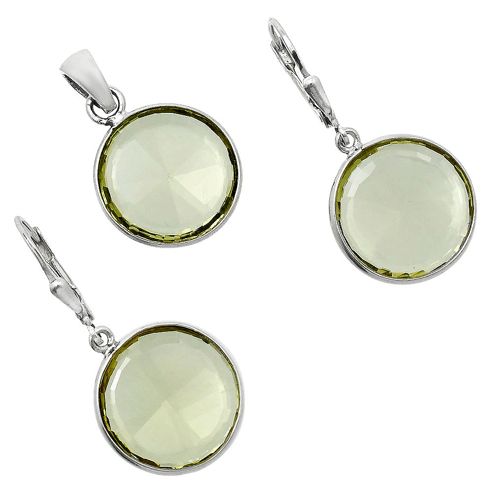 Premium Quality Lemon Quartz Pendant Earrings Set T-1015 19-ET10021