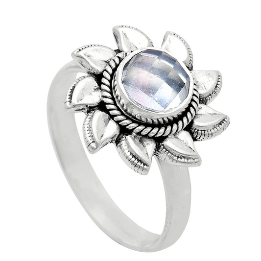 Premium Quality Sun - White Quartz Checker Ring size-8.5 R-1617 20-ER10267