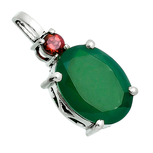 Premium Quality Green Onyx & Garnet Pendant P-1113 21-EP10091