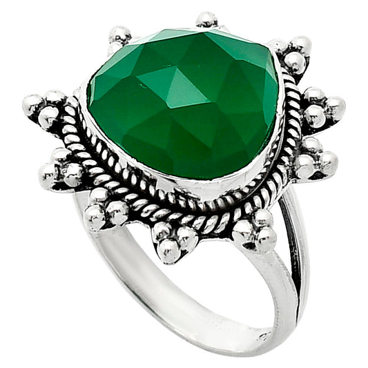 Premium Quality Green Onyx Checker Ring size-9 R-1234 21-ER10271