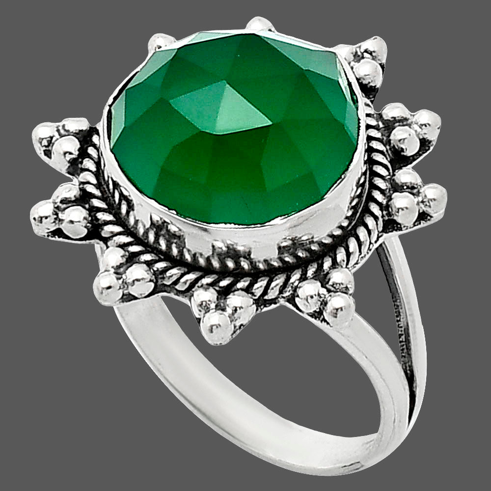 Premium Quality Green Onyx Checker Ring size-9 R-1234 21-ER10274