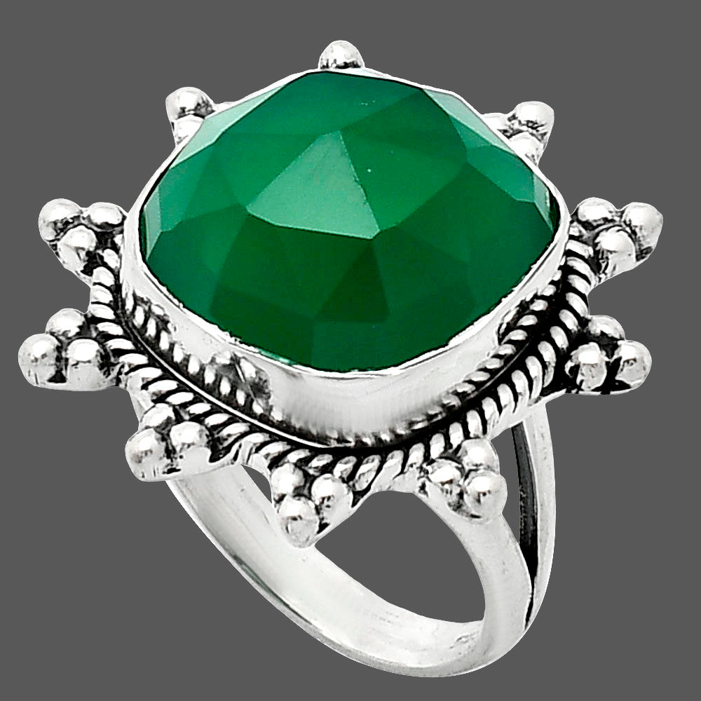 Premium Quality Green Onyx Checker Ring size-7 R-1234 21-ER10275