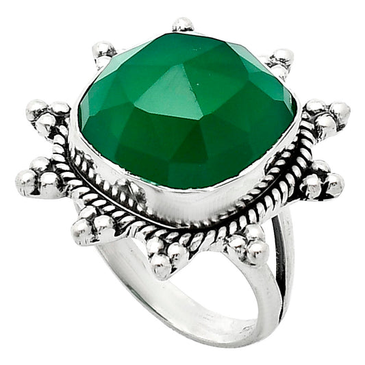 Premium Quality Green Onyx Checker Ring size-7 R-1234 21-ER10275