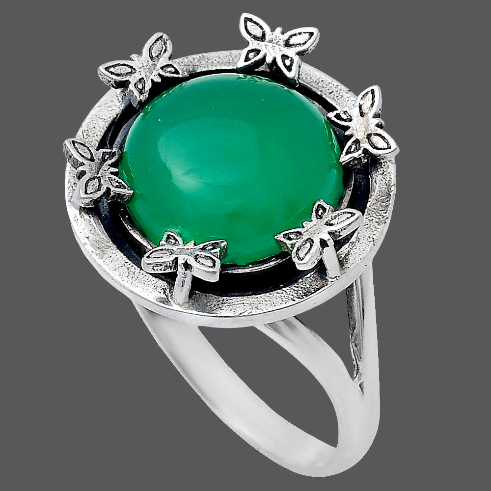 Premium Quality Natural Green Onyx Ring size-9 R-1716 21-ER10278