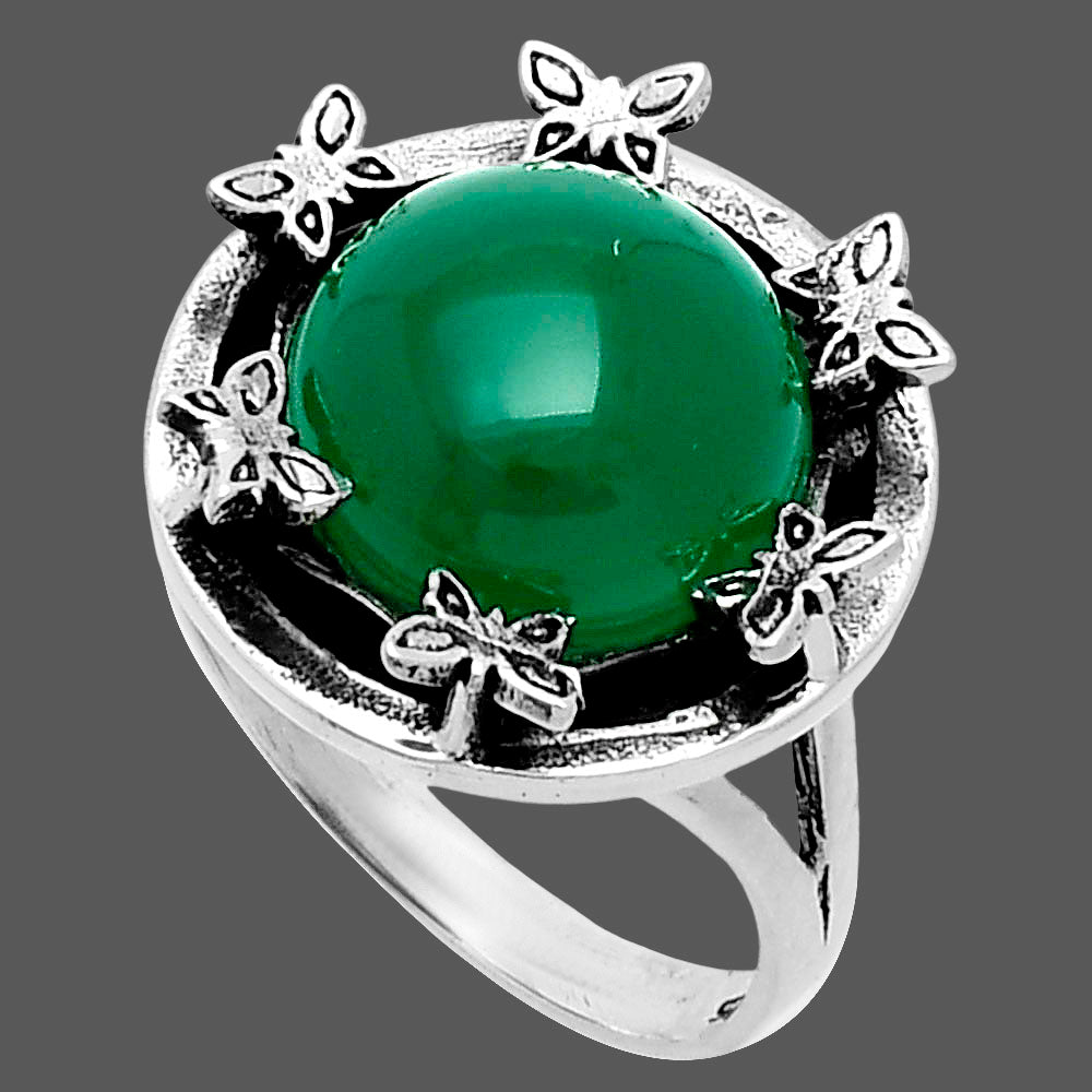 Premium Butterfly - Green Onyx Ring size-8 R-1716 21-ER10295