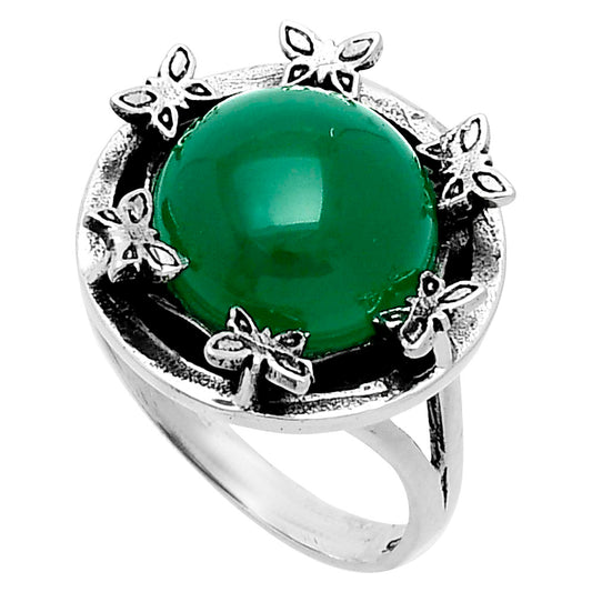 Premium Butterfly - Green Onyx Ring size-8 R-1716 21-ER10295