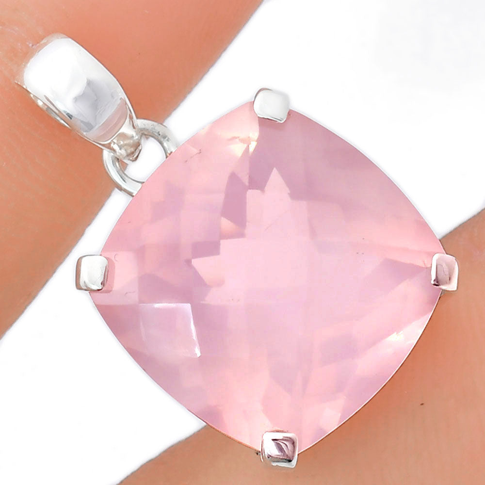 Premium Quality Rose Quartz Checker - Madagascar Pendant P-1013 22-EP10097