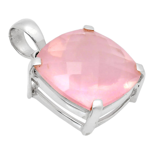 Premium Quality Rose Quartz Checker - Madagascar Pendant P-1013 22-EP10098